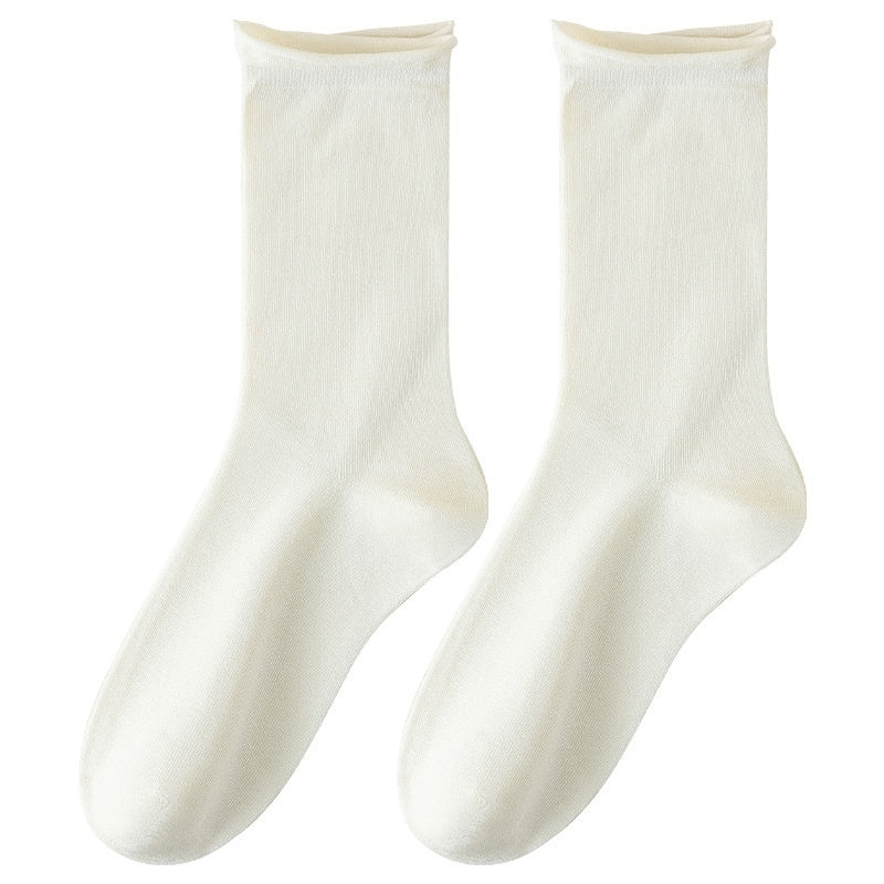 Springsummer Mid-calf Socks For Women Made Of Silk