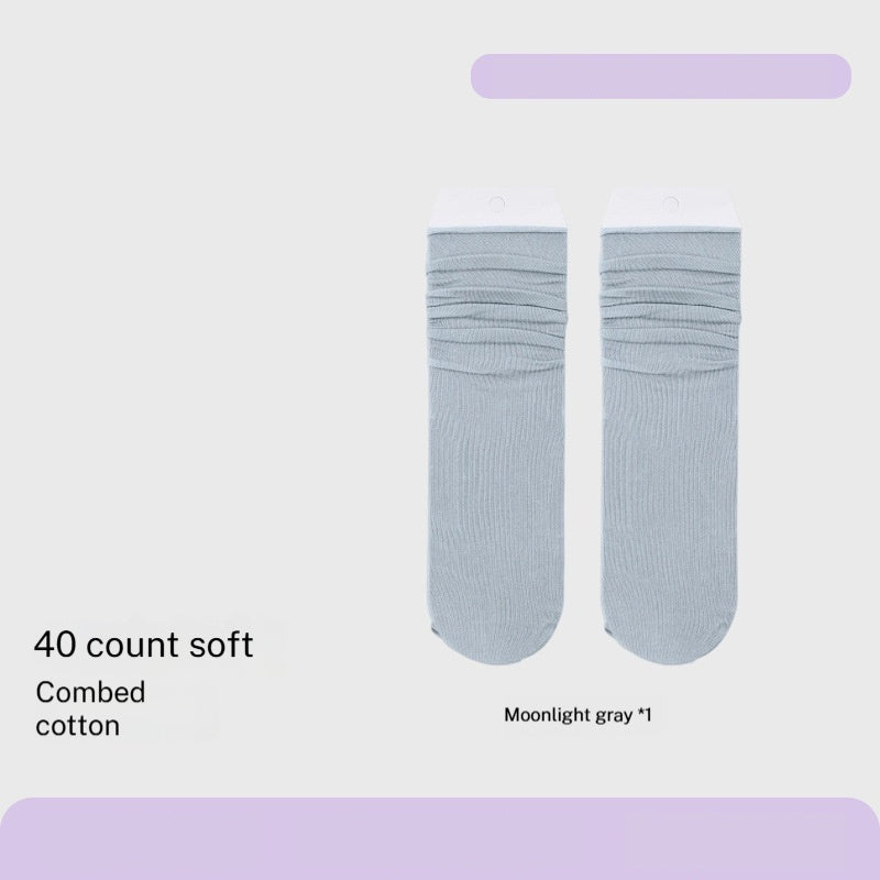 Combed Cotton Sweat-absorbent Deodorant Solid-color Knee-high Socks