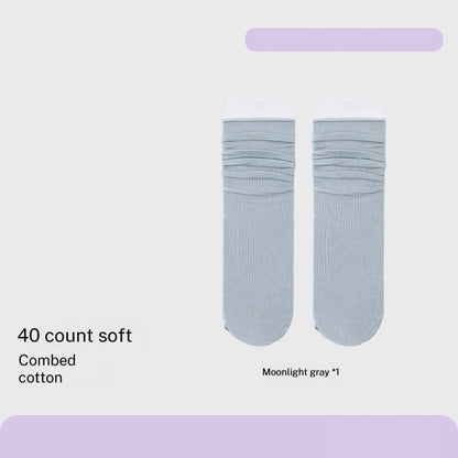 Combed Cotton Sweat-absorbent Deodorant Solid-color Knee-high Socks