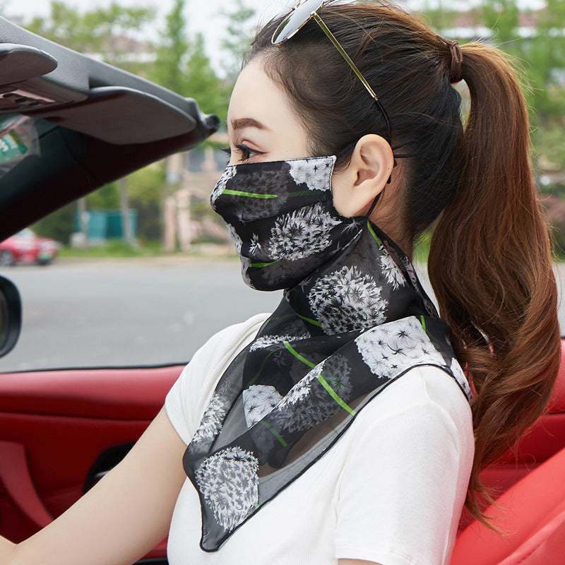 Silk Mask Breathable Neck-Covering Skin-Caring Veil For Women