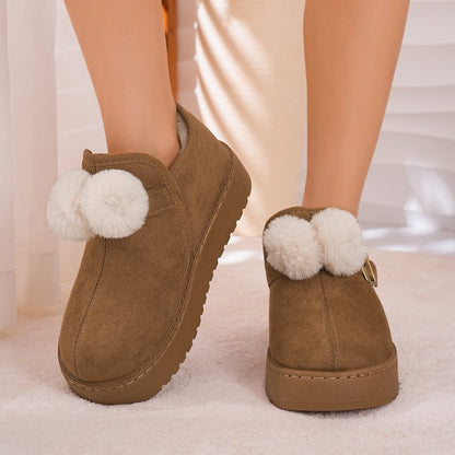 Men & Women Fleece Lined Warm Cotton Slippers, New Autumn Winter Couple Indoor Home Slides, Wearable Outdoors
