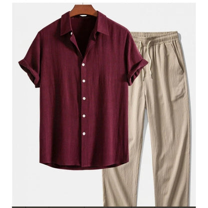 Loose Short Sleeve Shirt Trousers Suit Men