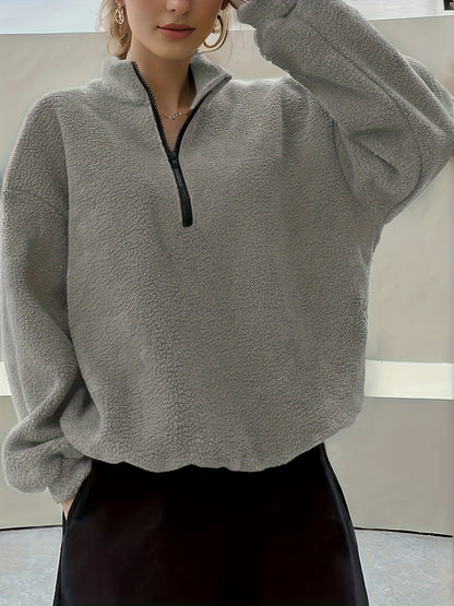 2025 Winter New European And American Cross-Border Amazon Long-Sleeved Casual Simple Pure Color Sweatshirt