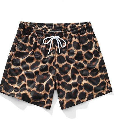 Casual Mens Wide-leg Printed Pinhole Shorts