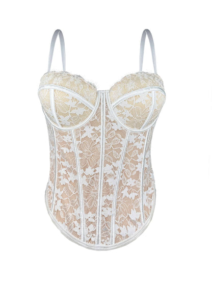 New Cross-border European And American Spice Girls Black Lace Inner Strap High-end Outer Wear Body Shaping Push-up Fishbone Bra