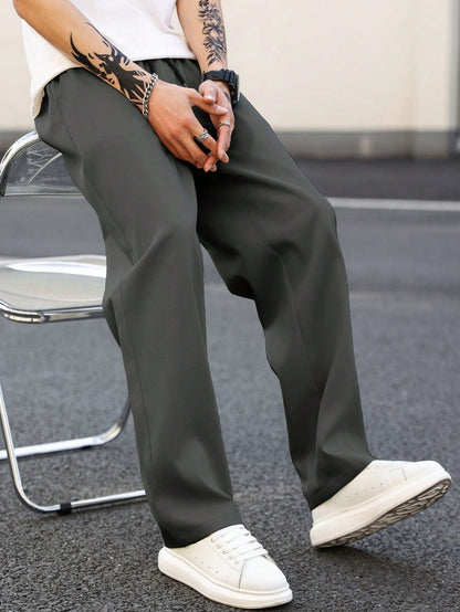 Mens Fashionable Versatile Loose-fit Straight-leg Casual Pants