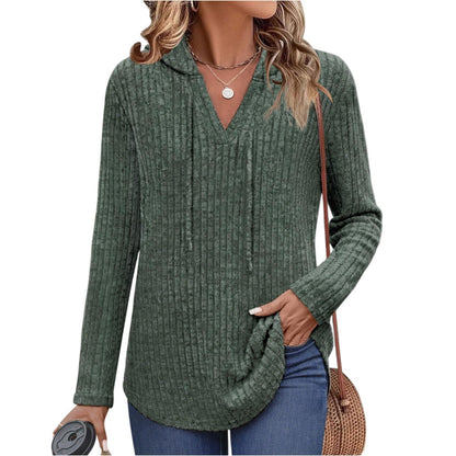 Long-sleeved Ribbed Brushed T-shirt Loose Fit
