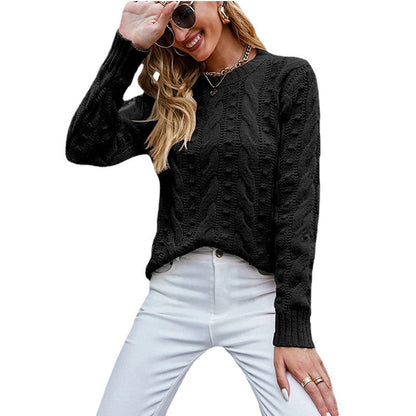 Pullover Long-sleeve Cable-knit Sweater For Women