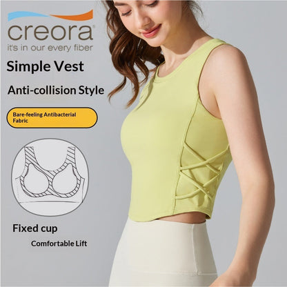 Womens Sleeveless Sports Vest For Running And Fitness With Built-in Bra Padding