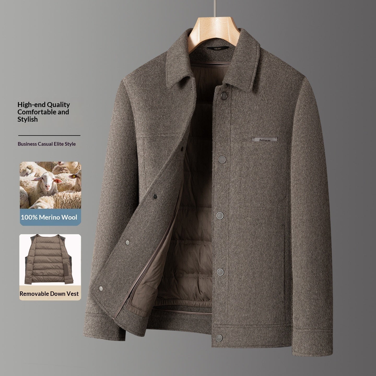 Double-breasted Wool Coat Mens Casual Outerwear