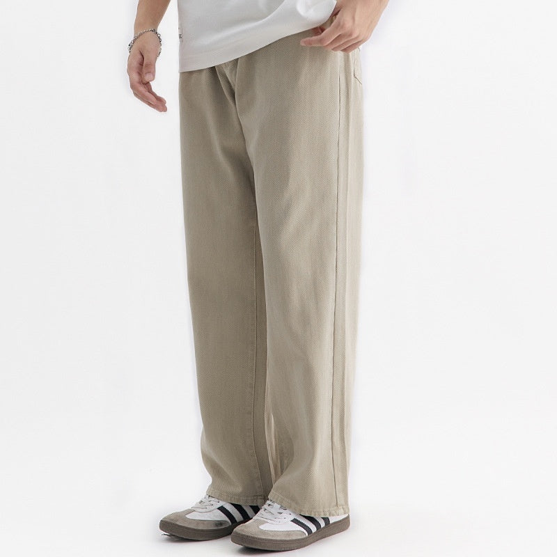 Casual American-style Retro Pure Cotton Workwear Pants Wide-leg For Men