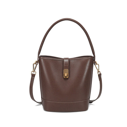 Retro Light-Luxury Vegetable-Tanned Leather ShoulderCrossbody Bag