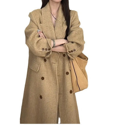 Womens Double-Faced Wool Coat With A Suit Collar