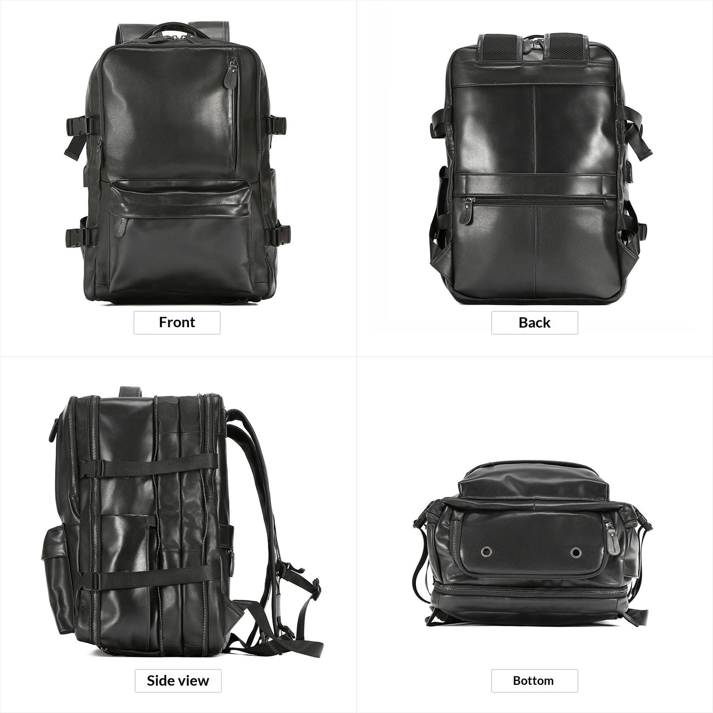 Leather Backpack, Travel Bag, Leather Top Layer, Cowhide Oil Wax Leather, Outdoor Hiking And Mountaineering Bag, Large Capacity Backpack