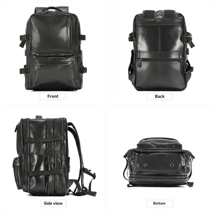Leather Backpack, Travel Bag, Leather Top Layer, Cowhide Oil Wax Leather, Outdoor Hiking And Mountaineering Bag, Large Capacity Backpack