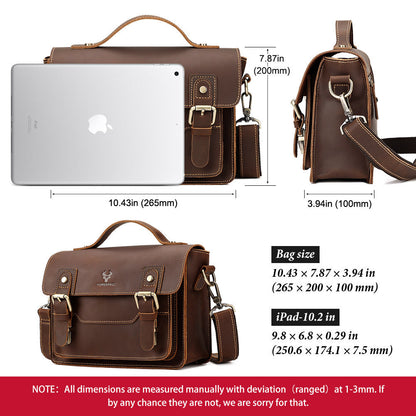 Crazy Horse Leather Crossbody Bag For Men