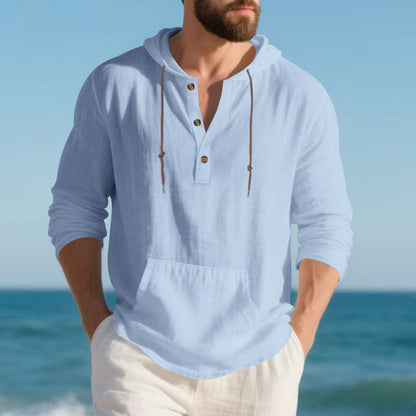 Mens Long-sleeve T-shirt Loose-fitting Casual Minimalist Hoodie