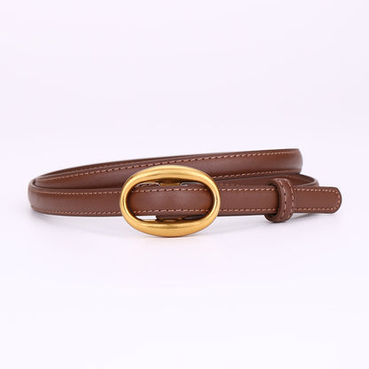 Womens Leather Belt With A Slim Waistband, Made From Smooth Leather And Featuring No Pre-punched Holes