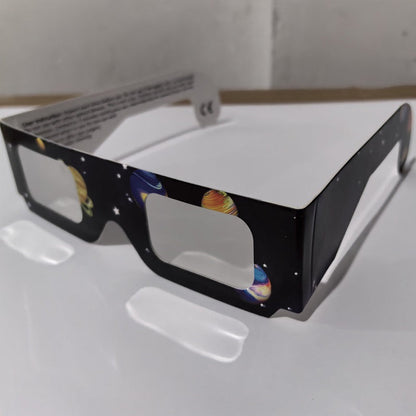 Paper-based Color-printed Frame, Silver-coated Lens Solar Eclipse Glasses