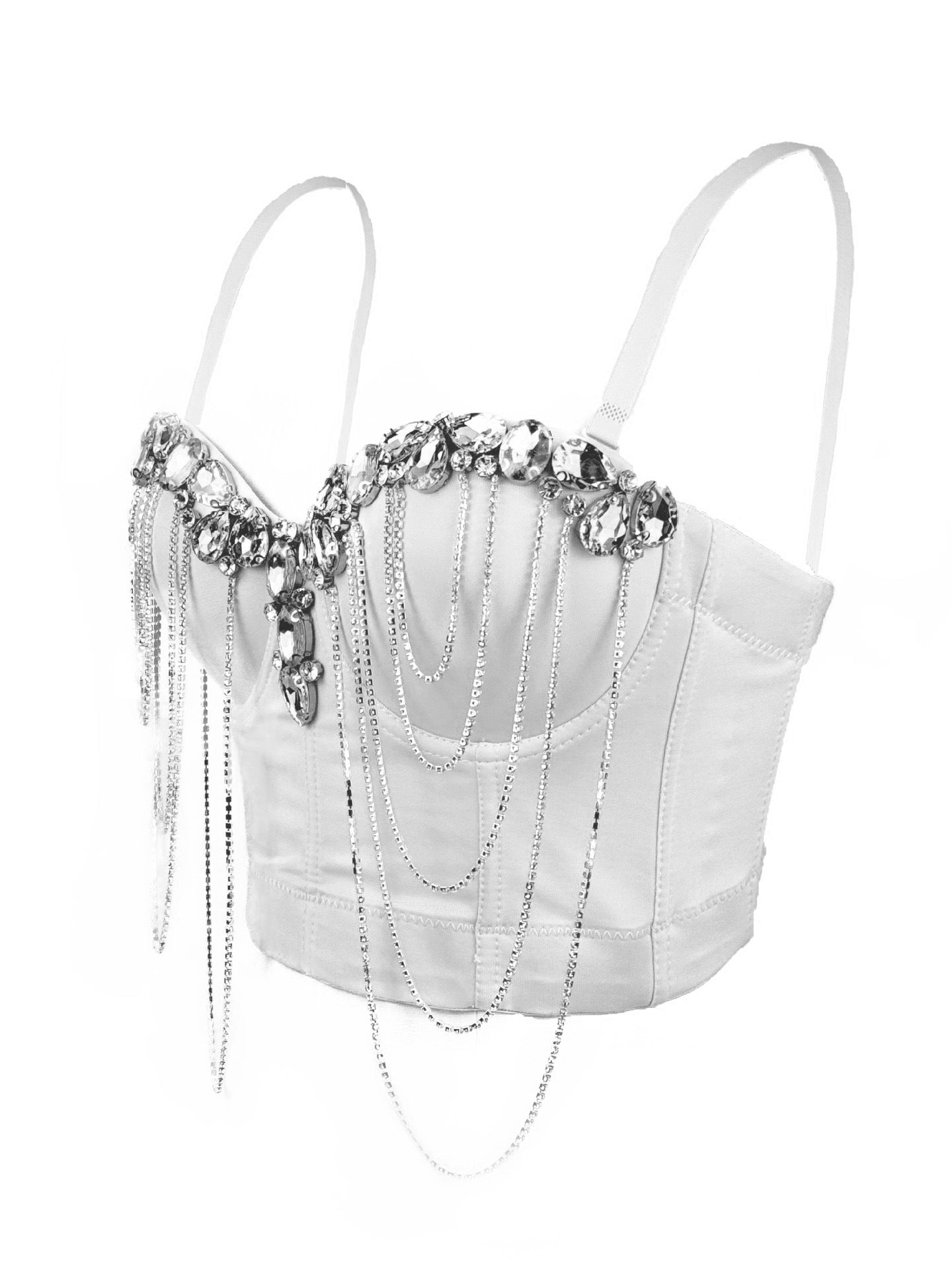 White Chain Diamond Sexy Corset Design Sense European And American Style Inner Wearing Advanced Sense Outer Wearing Fishbone Bra