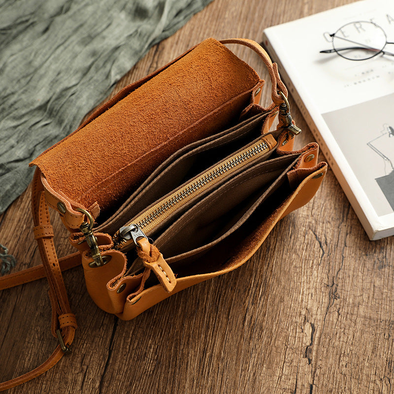 Womens Small Crossbody Bag Made Of Full-grain Cowhide