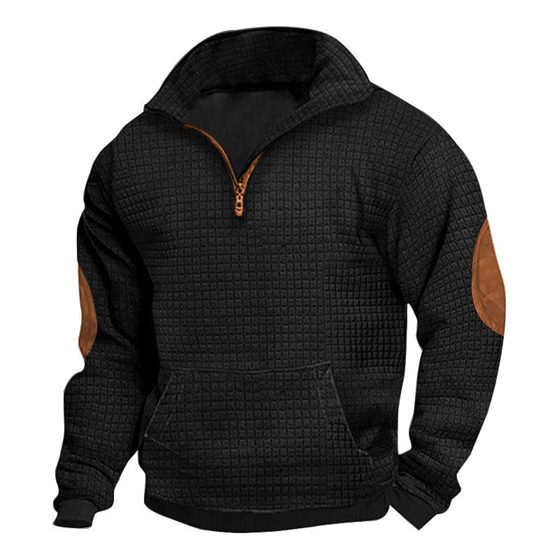 Mens Plaid Zippered Cardigan Casual Sweatshirt