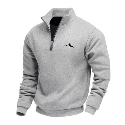 Mid-length Loose-fit Zip-up Casual Hoodie With A Stand-up Collar And Hood