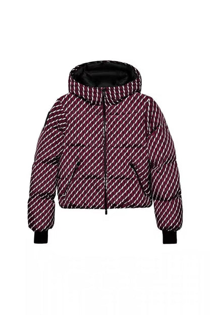 New Multi-color Ski Quilted Hooded Puffer Jacket