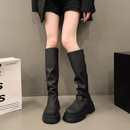 Women's New Stretch Slim-Fit Boots, Thick Sole Petite-Friendly Knee-High Riding Boots, Autumn 2025