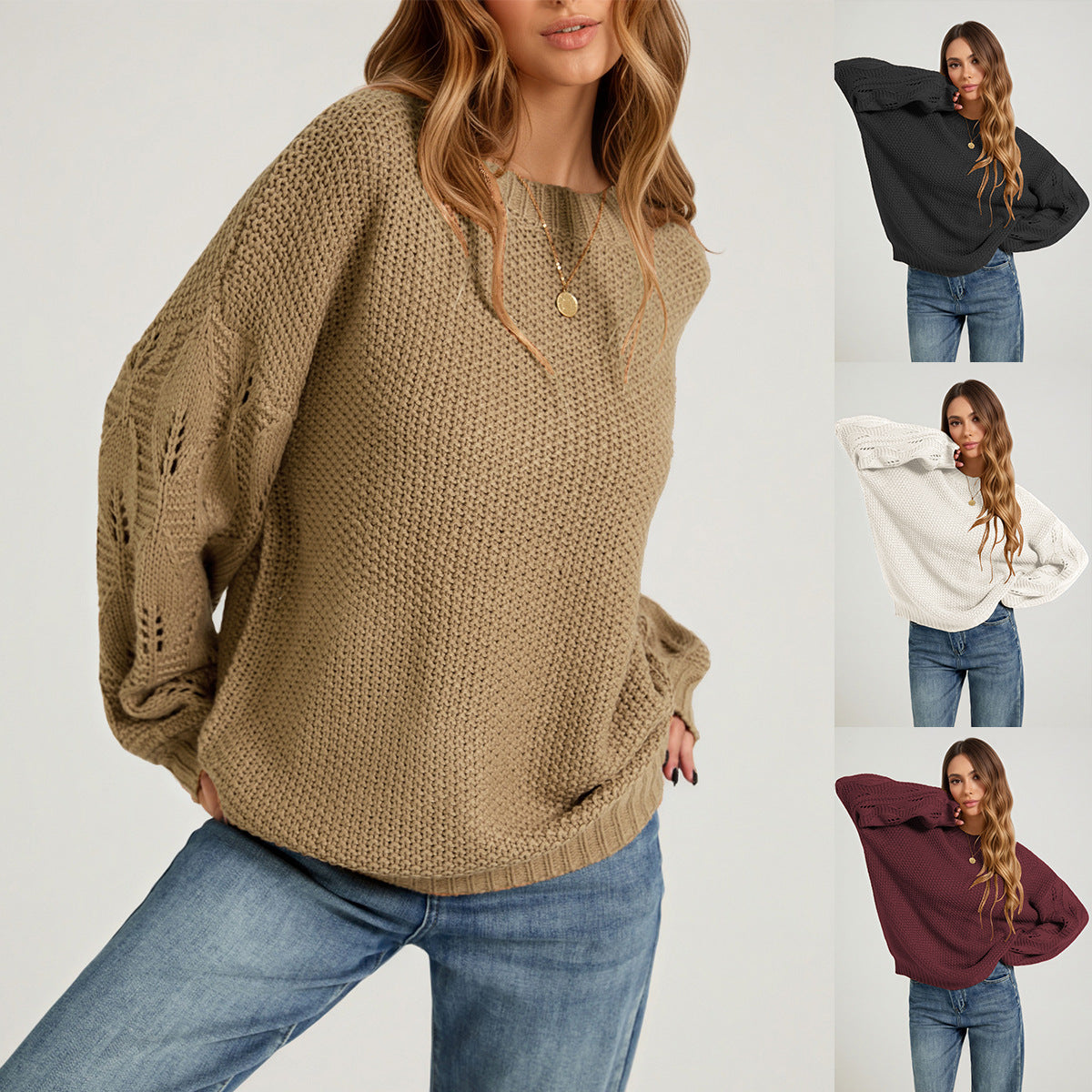 Arrival Womens Solid-color Pullover Sweater