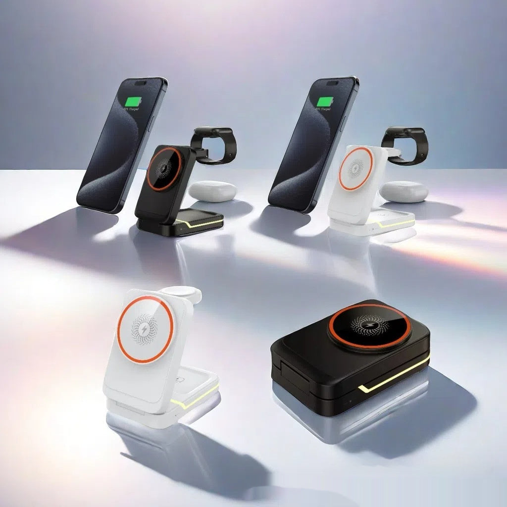 3-in-1 Fast-Charging Foldable Stand With Magnetic Wireless Charging