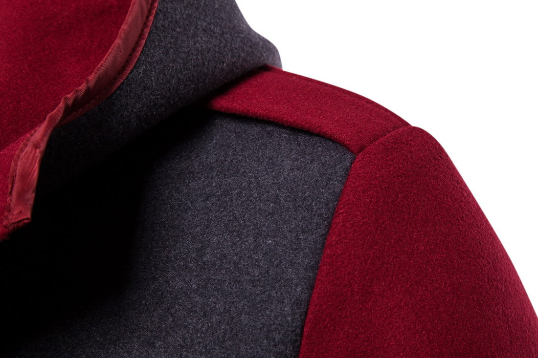 Double-breasted Hooded Belted Mid-length Wool Trench Coat