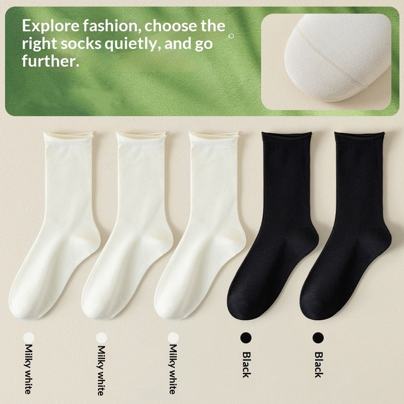 Springsummer Mid-calf Socks For Women Made Of Silk