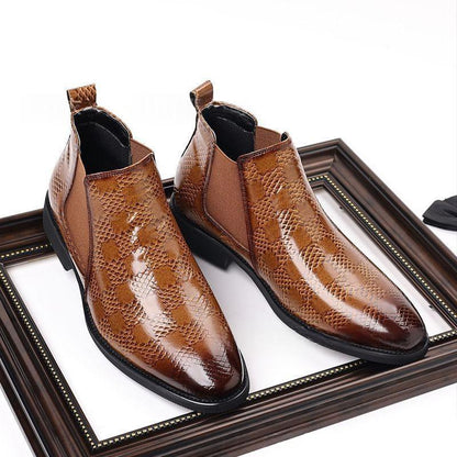 Mens British-style Pointed Leather Boots