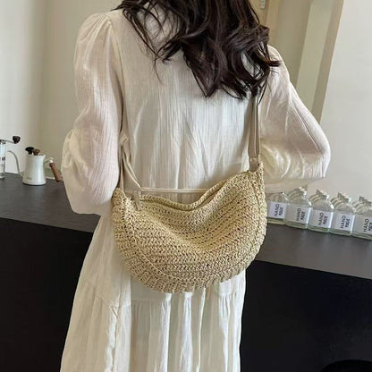 Handwoven Seaside Casual Getaway Relaxed Vibe Dumpling-style Woven Waist Bag
