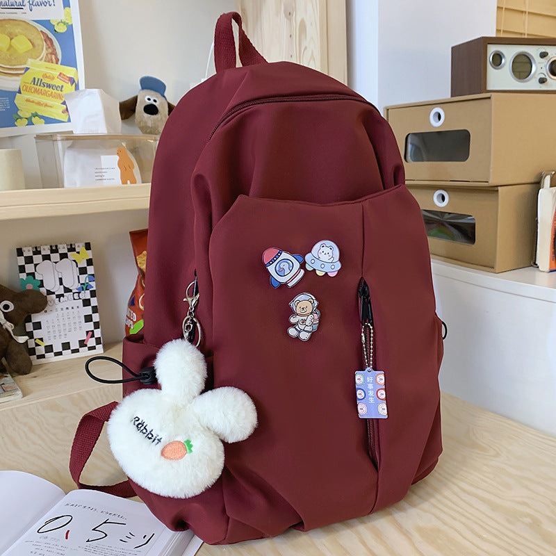 New Girls' Simple Solid Color Backpack