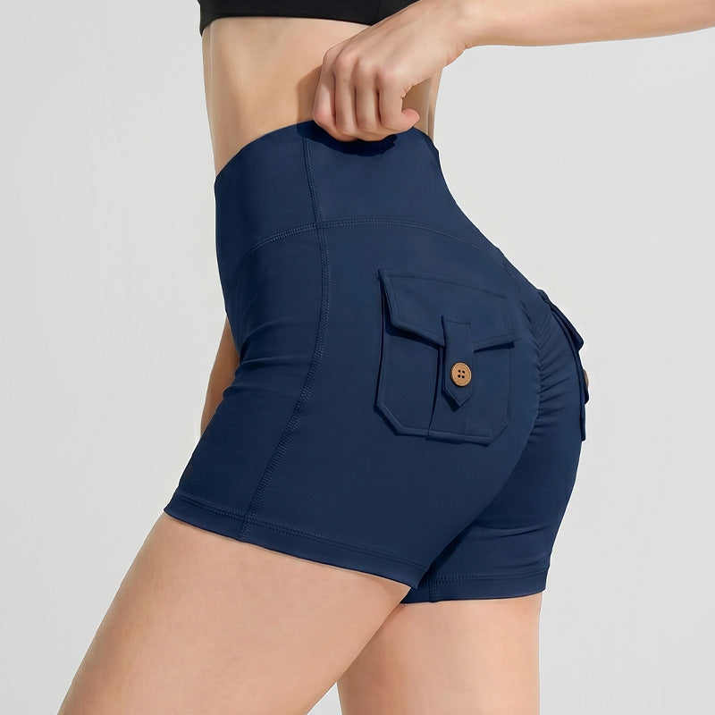 High-Elastic Yoga Shorts, Three-Quarter Length, Peach Butt-Enhancing, Quick-Dry, Workwear-Style, Gym Shorts For Women, Running Sports Shorts, Anti-Exposure
