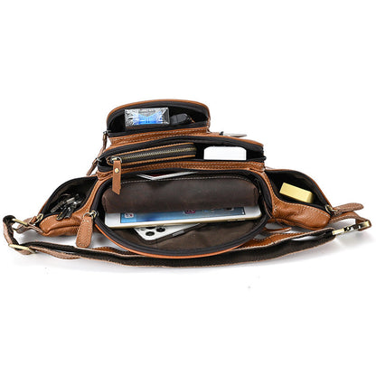 Men's Leather Waist Bag Outdoor Casual