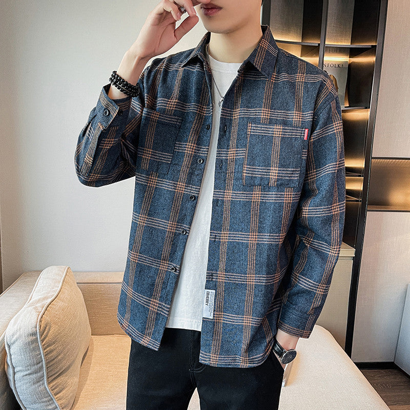Men's Plaid Long-sleeved Shirt