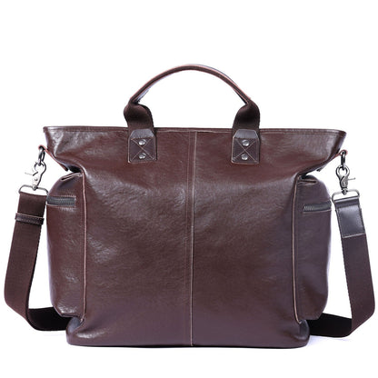 Mens Large-Capacity Shoulder And Crossbody Bag Made From Full-Grain Leather