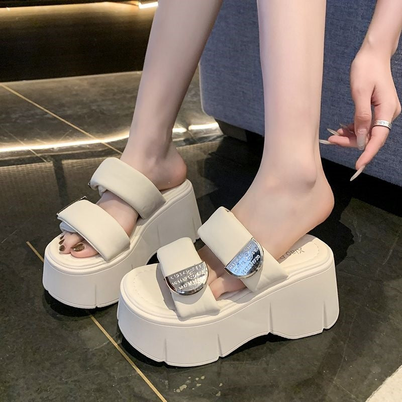 9cm-height-increasing Thick-soled Slippers For Women