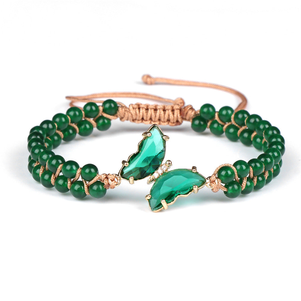 Light Luxury Butterfly Pendant Woven Bracelet