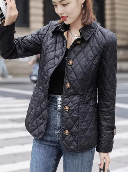 Women's Slim-Fit Diamond-Quilted Cotton Padded Jacket