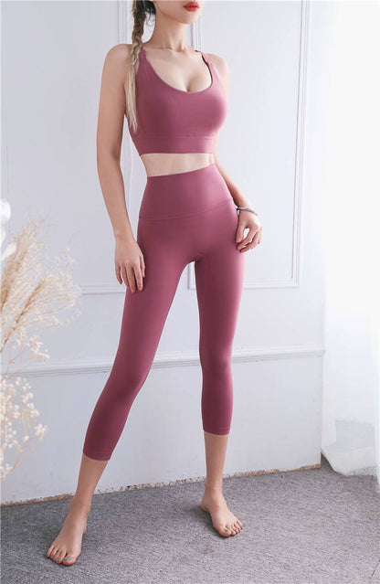 Skinny high waist nude yoga cropped pants