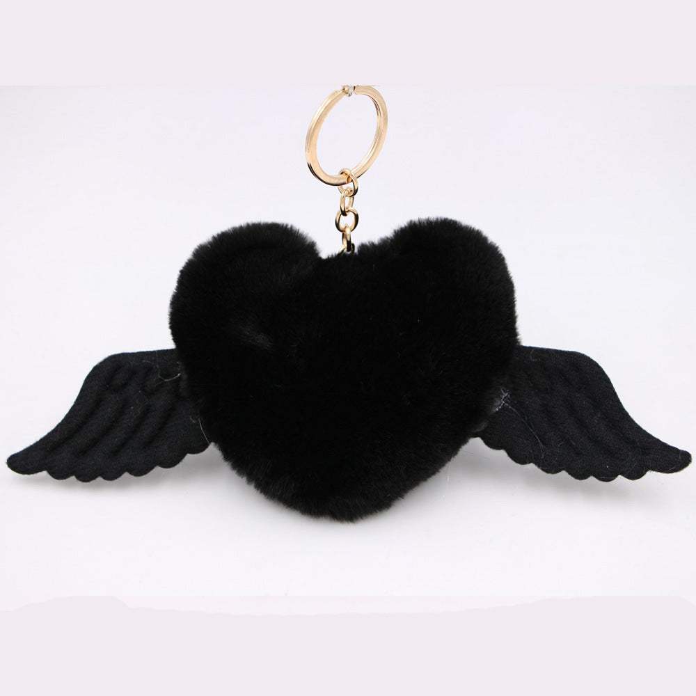 Heart Wool Ball Keychain Pendant