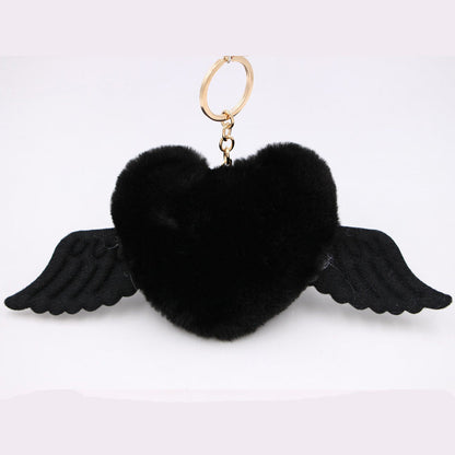 Heart Wool Ball Keychain Pendant