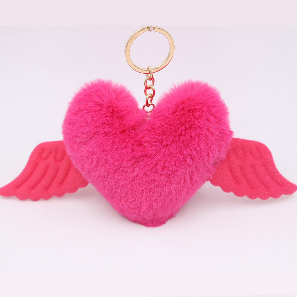 Heart Wool Ball Keychain Pendant