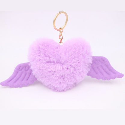 Heart Wool Ball Keychain Pendant