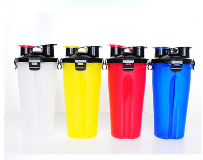 2-in-1 Pet Water Bottle Dispenser with Silicone Bowl