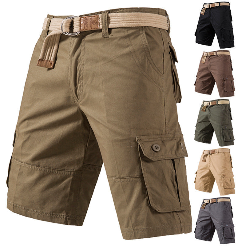 Men's Washed Cotton Multi Pocket Casual Cargo Knee Length Shorts